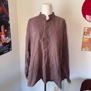 Vintage Alice's Country Cottage Brown and White Flannel Top